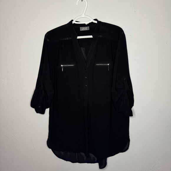 Zoë Black Sheer Blouse - Picture 1 of 6
